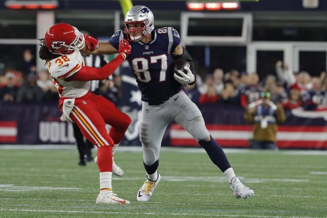VIDEO: Gronk Drops a Huge Stiff-Arm on Parker