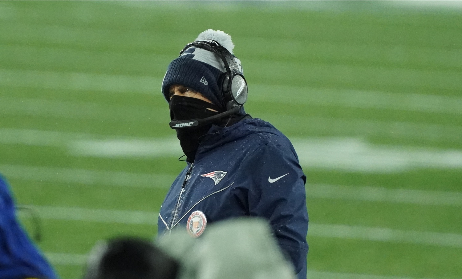 Nov 15, 2020; Foxborough, Massachusetts, USA; New England Patriots head coach Bill Belichick watches from the sideline as they take on the Baltimore Ravens during the first quarter at Gillette Stadium. Mandatory Credit: David Butler II-USA TODAY Sports