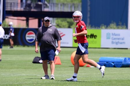 Drake Maye and Alex Van Pelt