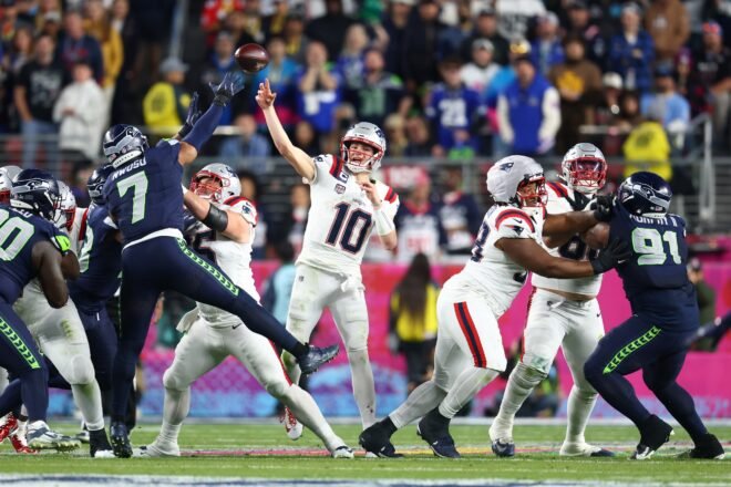 Vrabel on “Choked Up” Drake Maye: “I can’t wait to get back and coach him again”