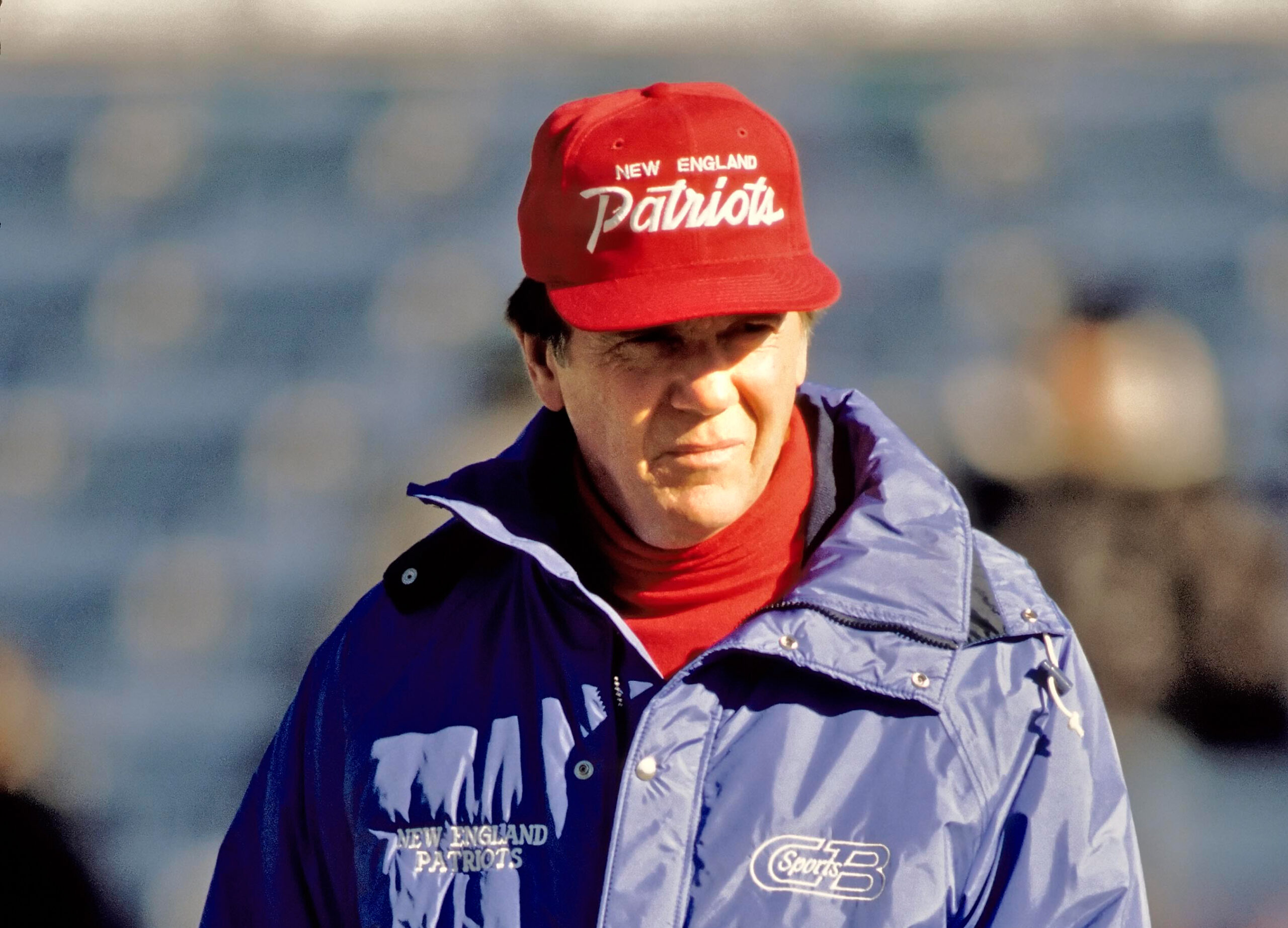 Nov 19, 1989; Foxboro, MA, USA; FILE PHOTO; New England Patriots head coach Raymond Berry prior to the game against the Buffalo Bills at Foxboro Stadium. Mandatory Credit: USA TODAY Sports